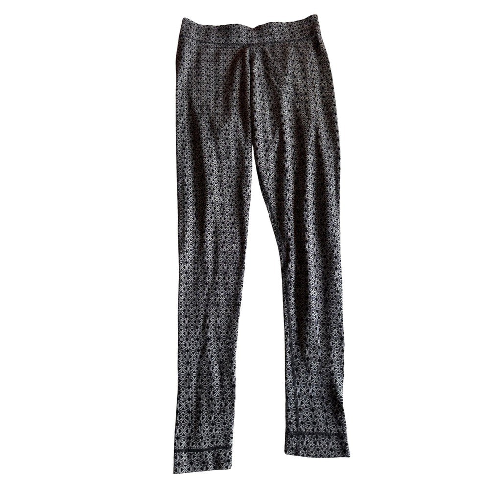 Smartwool Merino 250 Base Layer Bottoms Leggings Women L Black White Geometric